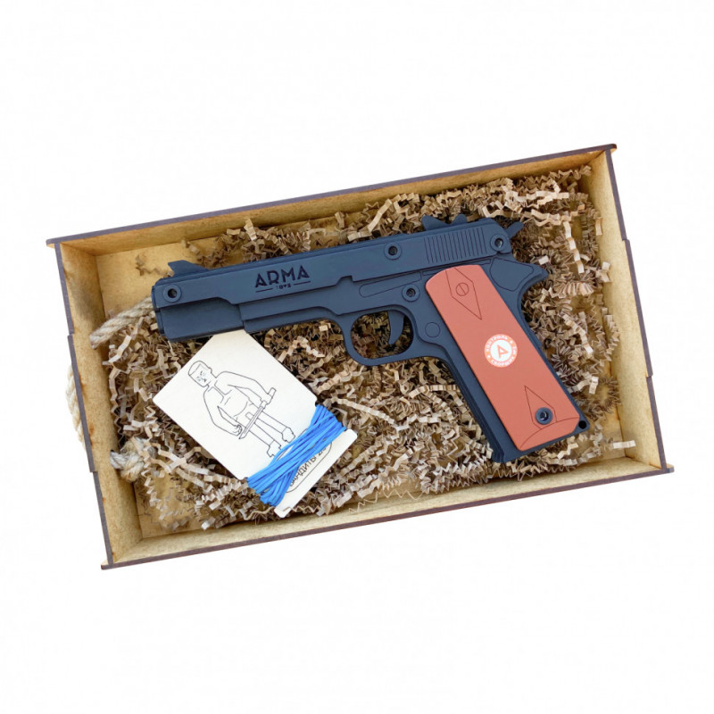 Игрушечный пистолет «Кольт» М1911: окрашенный, деревянный резинкострел от ARMA.TOYS