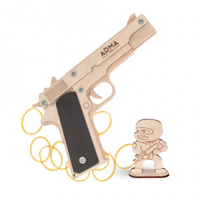 Игрушечный пистолет «Кольт» М1911: деревянный резинкострел от ARMA.TOYS