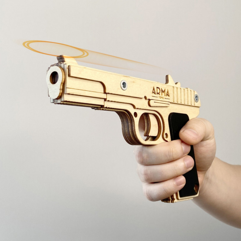Деревянный пистолет ТТ (Тульский Токарева), игрушка-резинкострел от ARMA.TOYS в натуральную величину