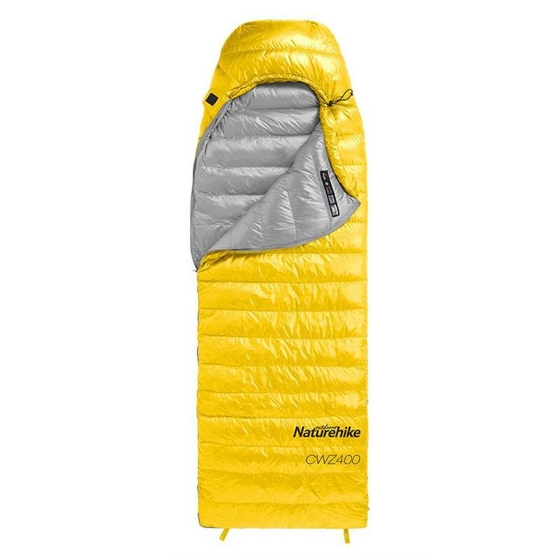 Мешок спальный Naturehike CW400 NH18C400-D с гусинным пухом, размер М, желтый, 6927595761700