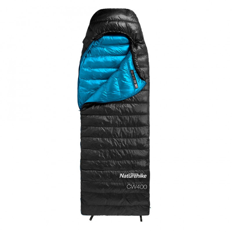 Мешок спальный Naturehike CW400 NH18C400-D с гусинным пухом, размер L, черный, 6927595761670