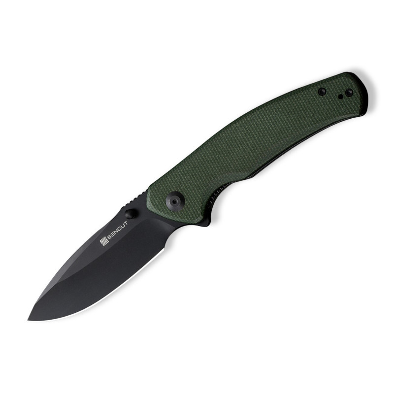 Складной нож SENCUT Slashkin D2 Steel Black Handle Green Canvas Micarta