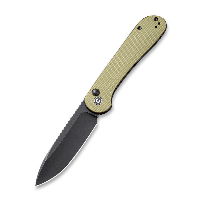 Складной нож CIVIVI Button Lock Elementum 14C28N Steel Black Stonewashed Handle G10 Olive Micarta