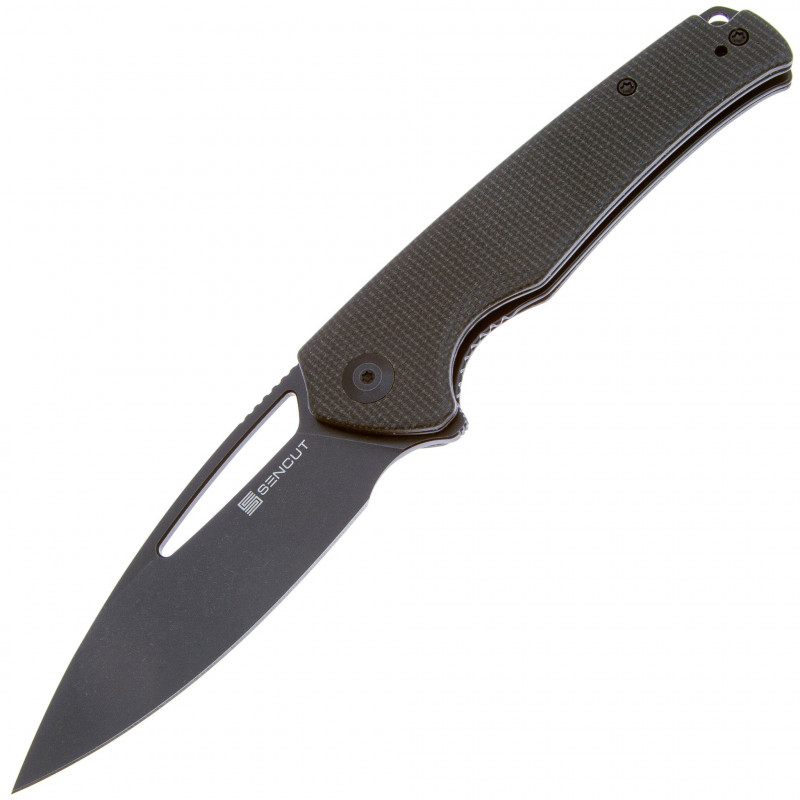 Складной нож SENCUT Mims 9Cr18MoV Steel Black Stonewashed Handle Dark Green Canvas Micarta