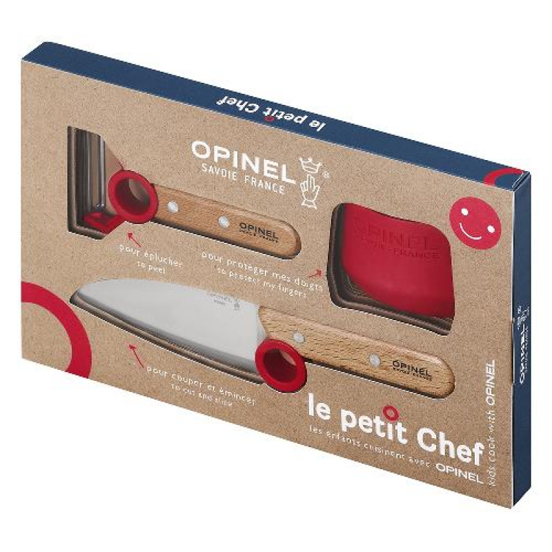 Набор ножей Opinel Le Petit Chef Set (Нож шеф-повара+нож для овощей+защита пальцев), 001746