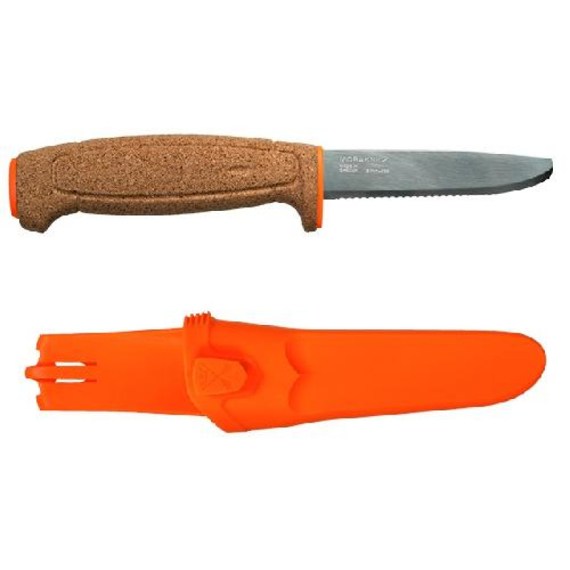 Нож Morakniv Floating Serrated Knife, нержавеющая сталь, пробковая ручка, оранжевый. 13131