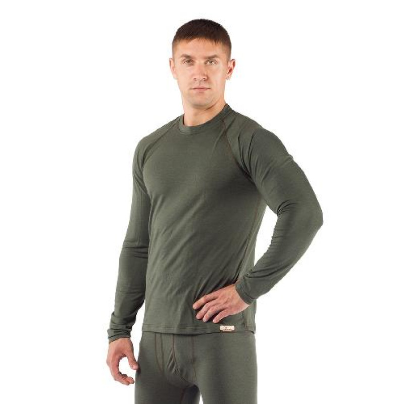 Футболка  мужская Atar/ дл. рукав/ шерсть 160/ зеленый / XXL