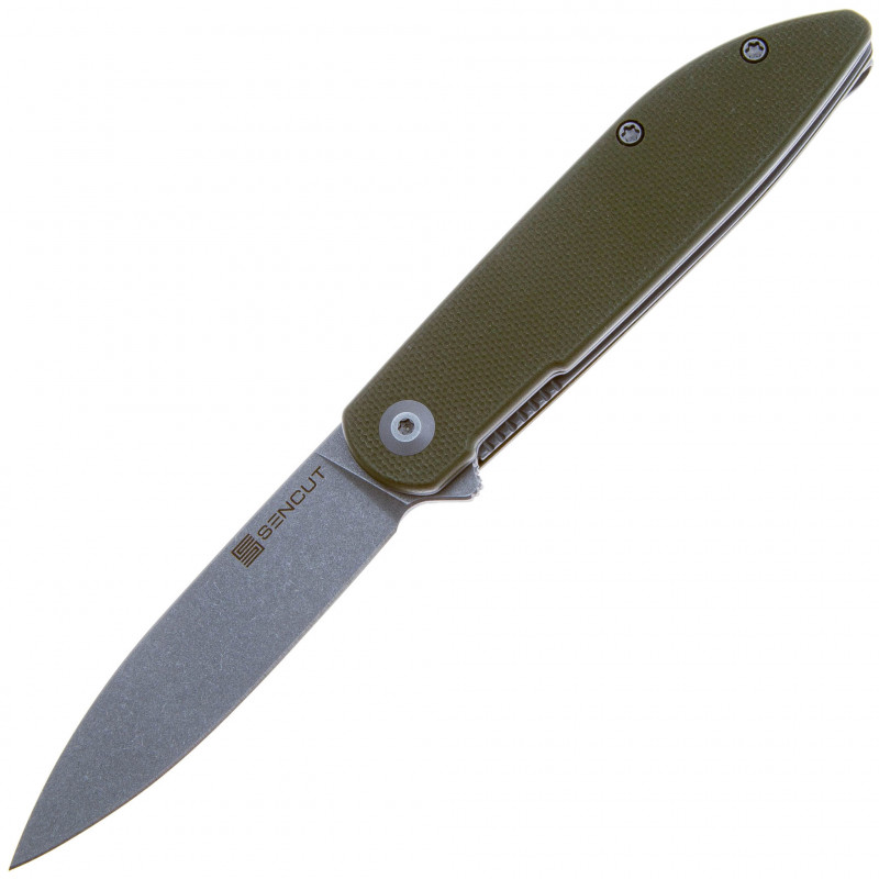 Складной нож SENCUT Bocll II D2 Steel Gray Stonewashed Handle G10 OD Green