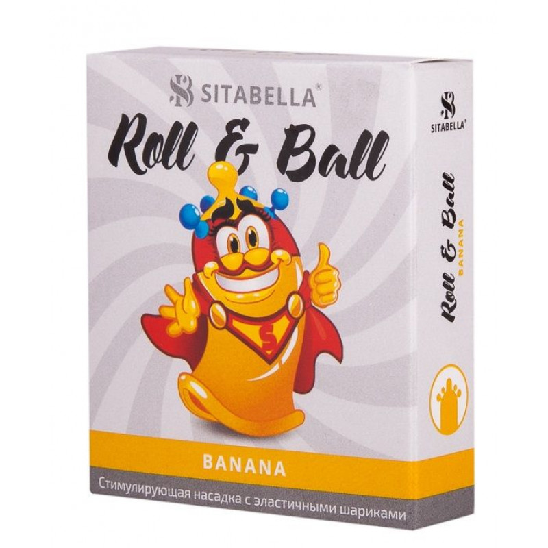 Стимулирующий презерватив-насадка Roll & Ball Banana