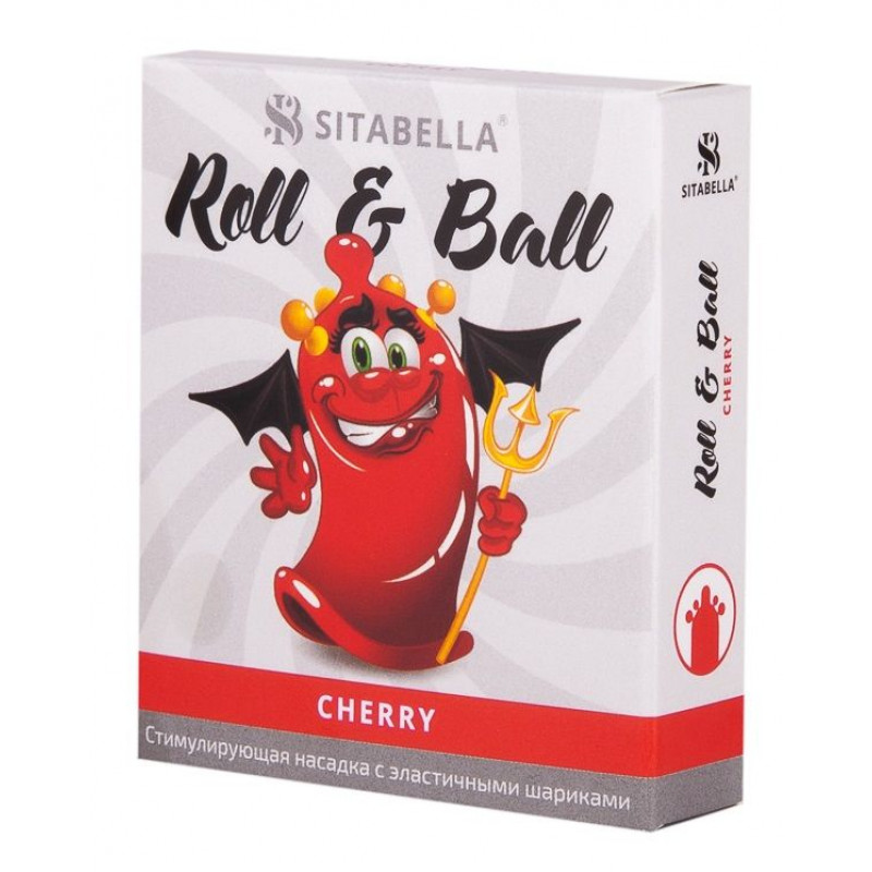 Стимулирующий презерватив-насадка Roll & Ball Cherry