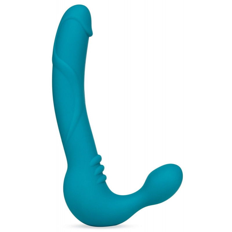 Бирюзовый безремневой страпон Luna Strapless Silicone Dildo - 22,86 см.