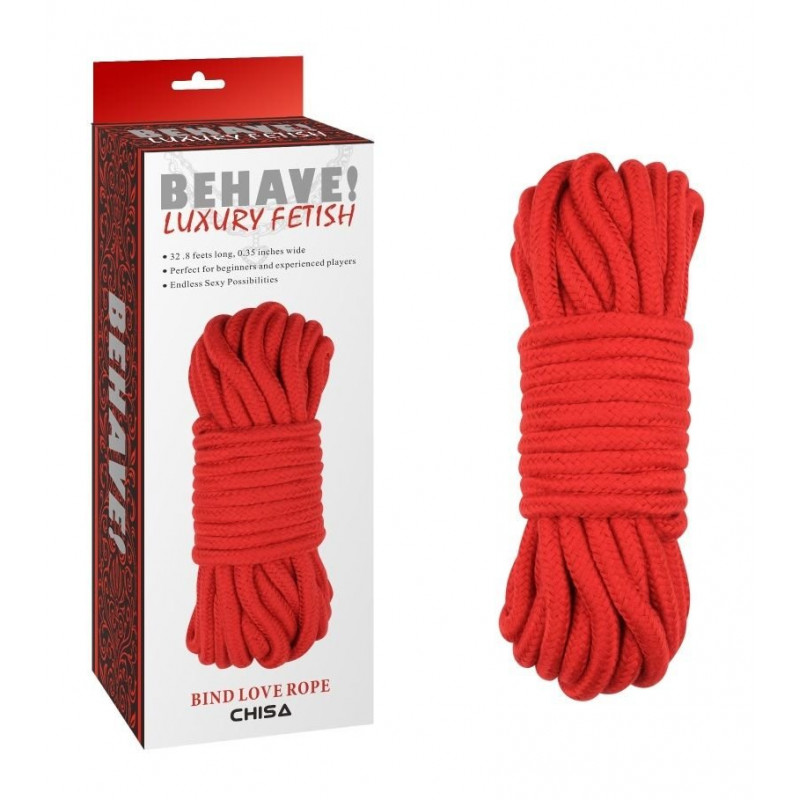 Красная веревка для шибари Bing Love Rope - 10 м.