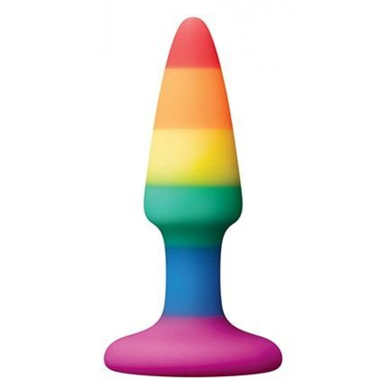 Разноцветная анальная втулка RAINBOW ANAL PLUG MINI - 9 см.