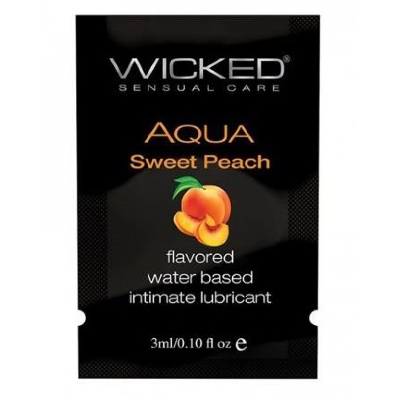 Лубрикант с ароматом спелого персика Wicked Aqua Sweet Peach - 3 мл.