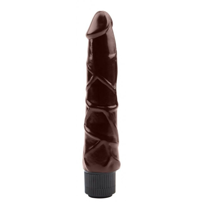 Коричневый вибратор-реалистик Ignite Vibrating Cock - 21,5 см.