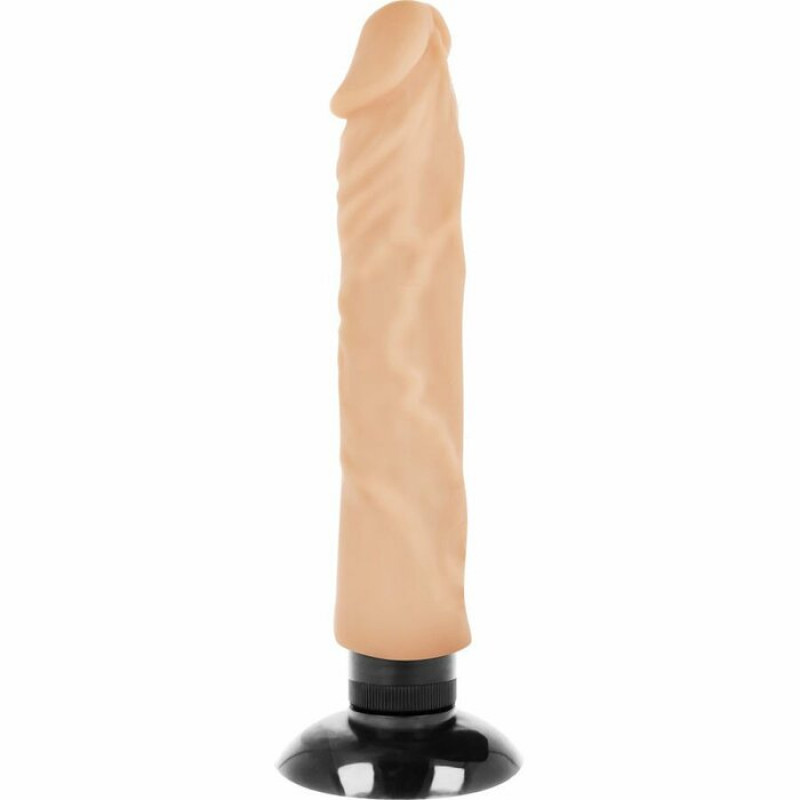 Телесный вибратор на присоске Basecock Realistic Vibrator 2in1 - 20 см.