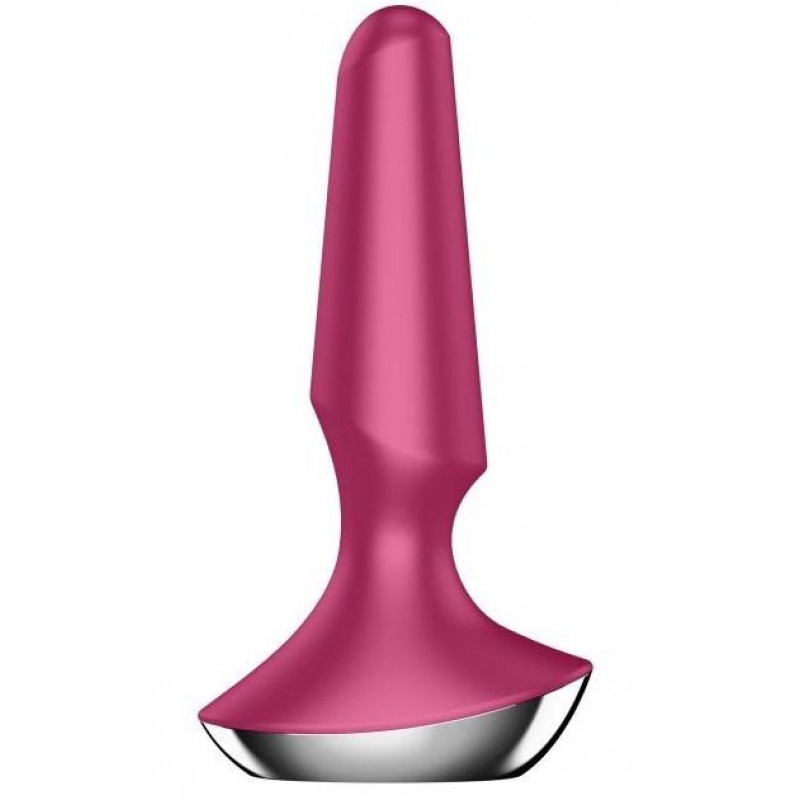 Малиновая анальная пробка с вибрацией Satisfyer Plug-ilicious 2 - 14 см.