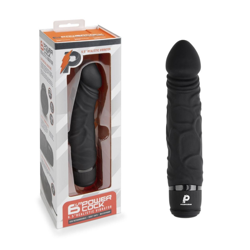 Черный вибратор-реалистик 6.5  Girthy Realistic Vibrator - 19 см.