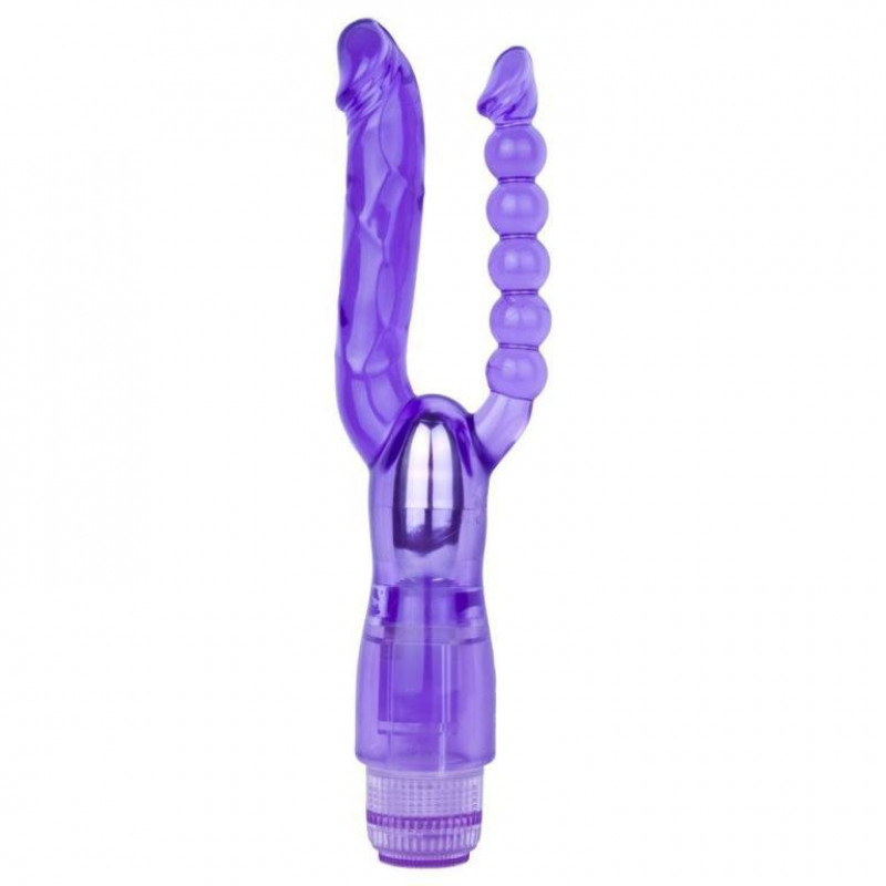 Фиолетовый анально-вагинальный вибратор Extreme Dual Vibrator - 25 см.