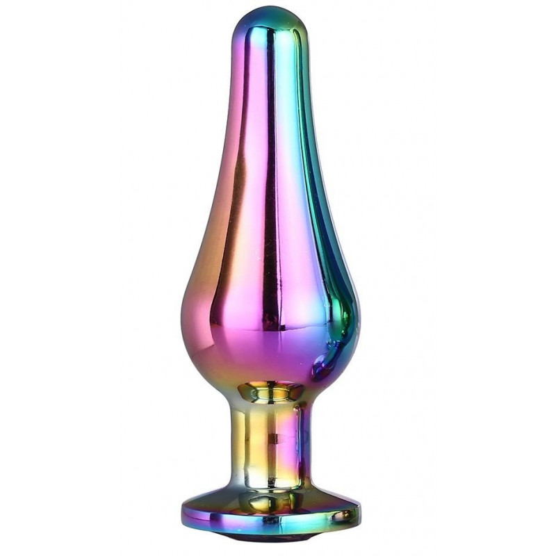 Радужная анальная пробка с кристаллом Coloured Pleasure Plug S - 9 см.