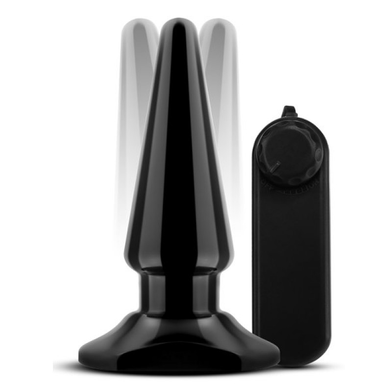 Черная анальная пробка с вибрацией Basic Vibrating Anal Pleaser - 10,2 см.