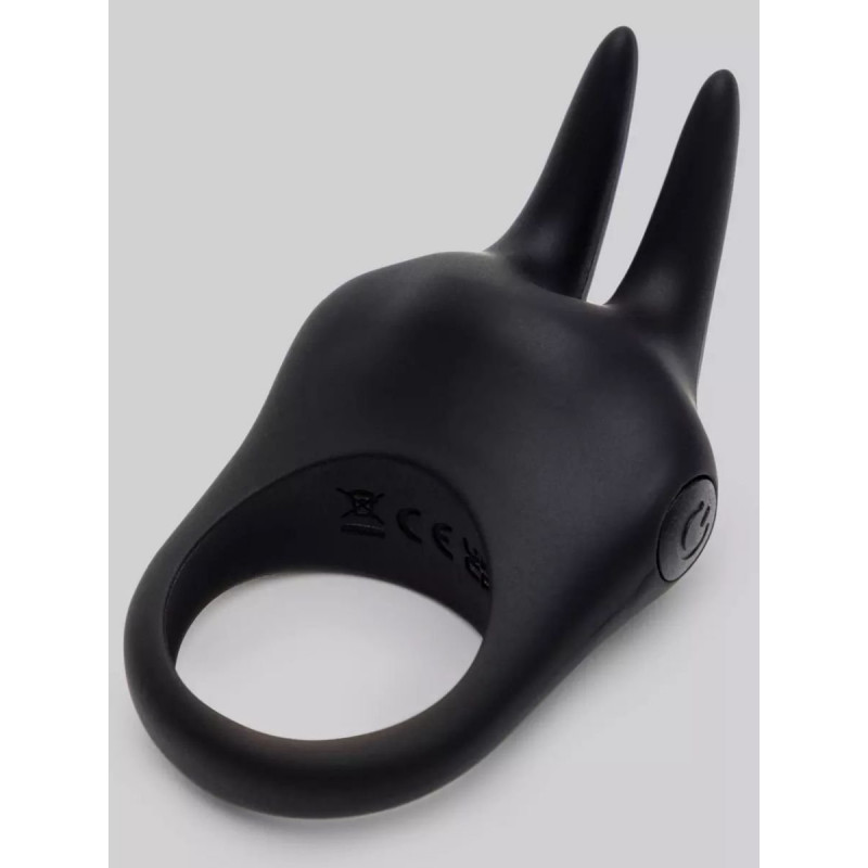 Черное эрекционное виброкольцо Sensation Rechargeable Vibrating Rabbit Love Ring