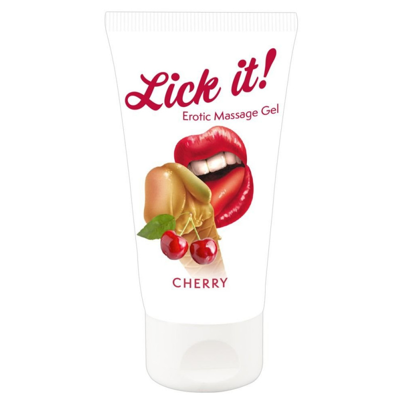 Лубрикант на водной основе Lick it! Cherry с ароматом вишни - 50 мл.