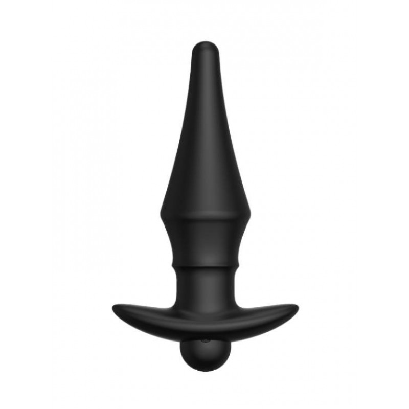 Черная перезаряжаемая анальная пробка №08 Cone-shaped butt plug - 13,5 см.