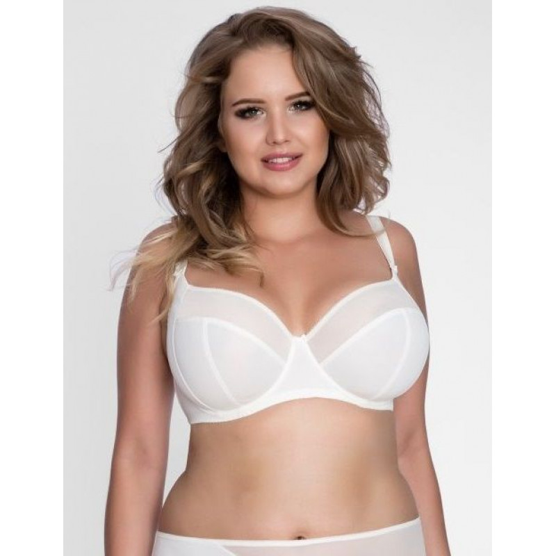 Бюстгальтер с мягкой чашкой plus size из микрофибры и двойной сетки