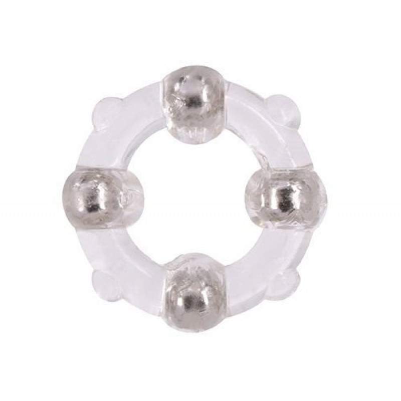 Эрекционное кольцо с 4 бусинами MENZSTUFF STUD RING CLEAR